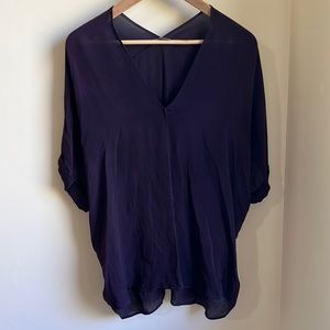 Vince | 100% Silk Deep Purple V-Neck Blouse Sz M